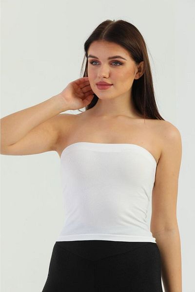 OlaLady Bustieră sport crop top cu coaste fără bretele