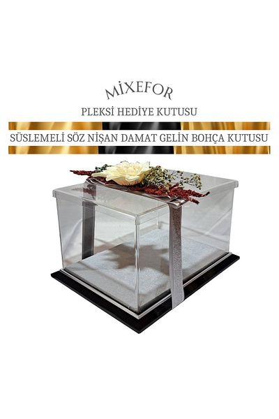 mixefor Κουτί δώρου για νύφη γαμπρού Κουτί προίκας Κουτί δέσμης Μαύρο Χρώμα Μέγεθος πλαισίου 35 cm X 25 cm X 20 cm