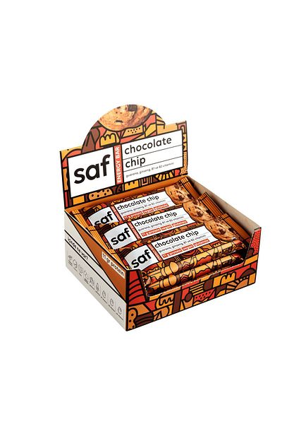 Saf Nutrition Chocolate Chip Energy Protein Bar 50Gr 12 Pieces (Single)
