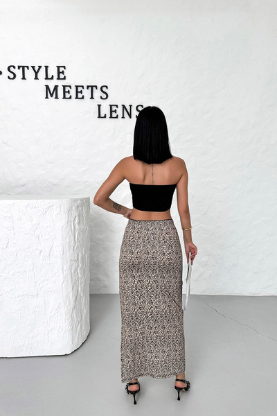 Babushka Φούστα με σχίσιμο σχέδιο Zebra