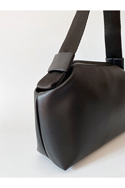 HEYBE'S Heybes Women's Black Vegan Leather Detachable Handle Shoulder and Hand Bag