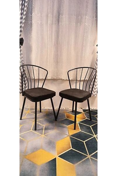 DEKOR MOBİLYACIM Güneş Sandalye 2 Adet Siyah Mutfak Salon Yemek Odası Sandaly...