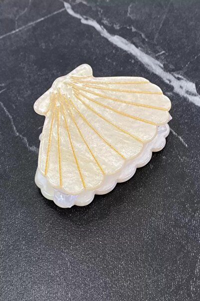 Stone Family صدف - مشبك مزلاج بلون كريمي