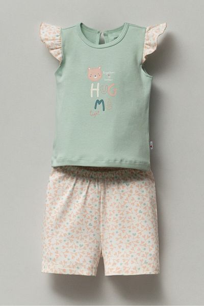 Mother Love Pink Heart and Blue Star Shorts BabY Pajama Set