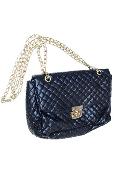 Han Ticarethane Καπιτονέ Μαύρη Τσάντα - Με Λεπτομέρεια Αλυσίδας