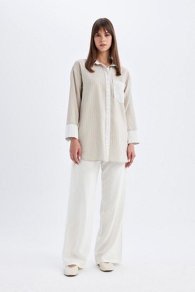 DeFacto Relaxed Fit ριγέ τουνίκ πουκάμισο - Μακρυμάνικο D1349AX24HS