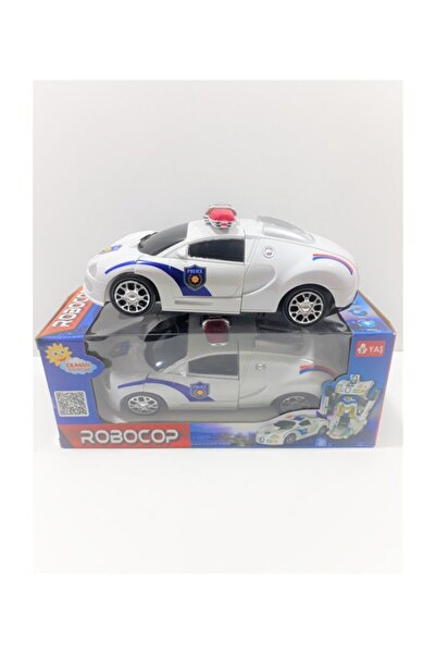 YEŞİL ELMA HEDİYELİK Robota Dönüşen Pilli Polis Arabası Işıklı Ve Sesli