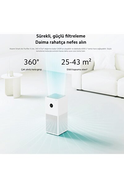 Xiaomi Hava Temizleme Anti Alerjik Mi Air Akıllı 48m2 etkili Hava Temizleyici Beyaz Lambader Hediyeli