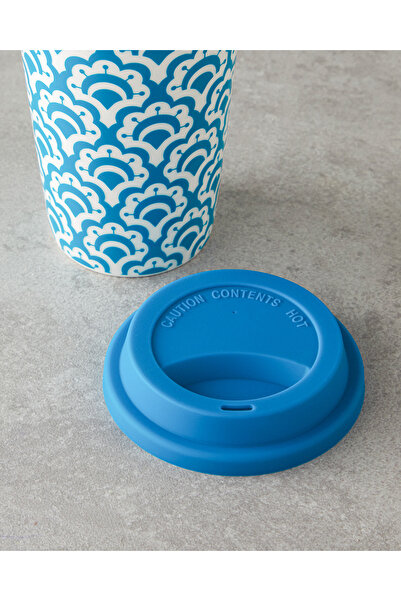 English Home Blue Sunrose Ceramic Silicone Mug with Lid