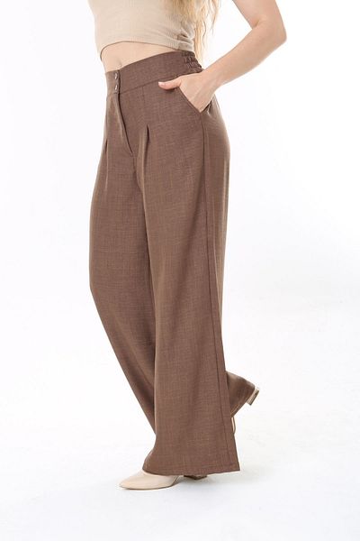 Era Lisa Synthetic Linen Elastic Waist Easy-Iron Large Size Trousers