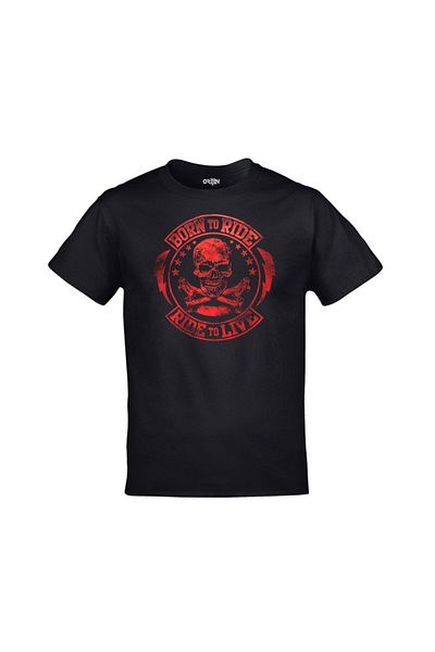 Orijin Tekstil Unisex Μπλουζάκι μοτοσικλέτας μαύρο κρανίο