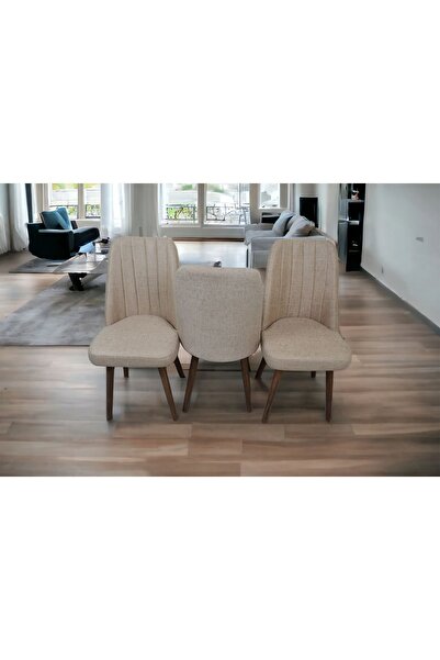 baresmu KARBA 3 Adet Ahşap Pinoteks Ayaklı Üst Kalite Mutfak Sandalyesi, Yemek Sandalyesi, Salon Sandalyesi