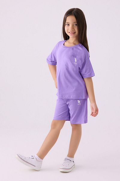 U.S. Polo Assn. Girl's Purple Bermuda Set