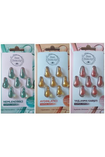 Bee Beauty مجموعة سيروم كبسولات سوبر مكونة من 3 قطع (مضاد للشيخوخة + مرطب + تفتيح)
