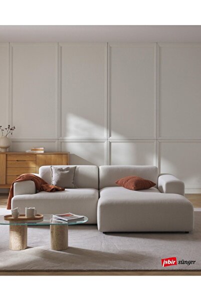 Mobilya Depom Mode Sofesta Sağ Köşe Koltuk Takımı 2 Modül Kırık Beyaz Keten K...