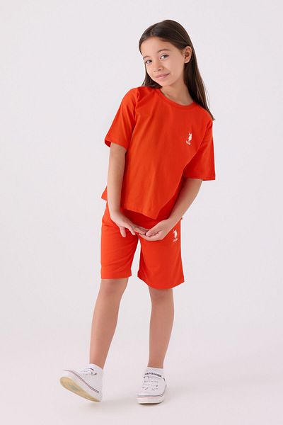 U.S. Polo Assn. Girl's Orange Bermuda Suit