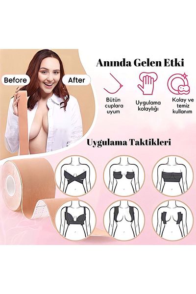 kubbe Breast Stabilizer Shaper 3 Piece Tape Set -Decollete Tape, Boobtape, Silicone Nipple Hider-