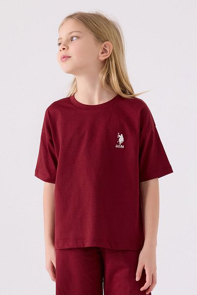U.S. Polo Assn. Girl's Burgundy Bermuda Suit