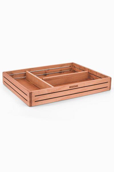 Woodsaka Cherry Wood 3-Piece Plain Organizer and Accessory Box