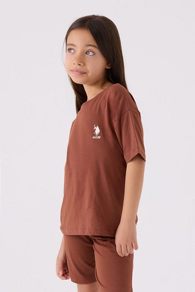 U.S. Polo Assn. Girl's Brown Bermuda Suit