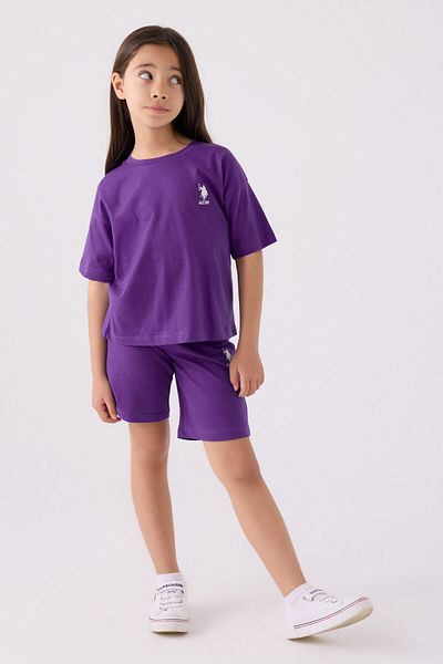 U.S. Polo Assn. Girl's Purple Bermuda Set