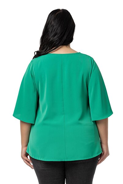 DISENTIS MODEST Πράσινη Μπλούζα Benetton Plus Size - Μεγάλο κοντό μανίκι