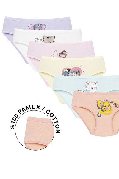 Ramior Set of 6 Cute Patterns Cotton Girls' Panties