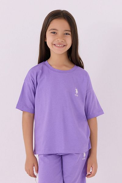 U.S. Polo Assn. Girl's Purple Bermuda Set