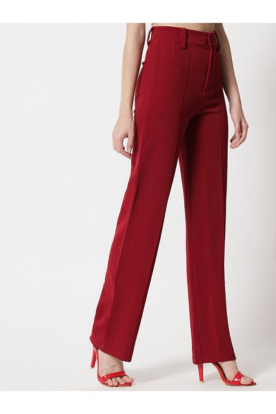 Kotty By Styli Pintuck Detail High Rise Straight Leg Trousers