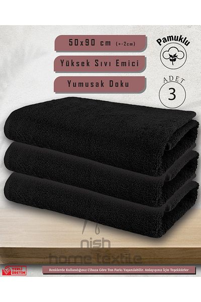 Neesh 3-Piece 50x90 Cotton Fitness Towels - Hairdresser, Sports and Barber Model - DESTDORE