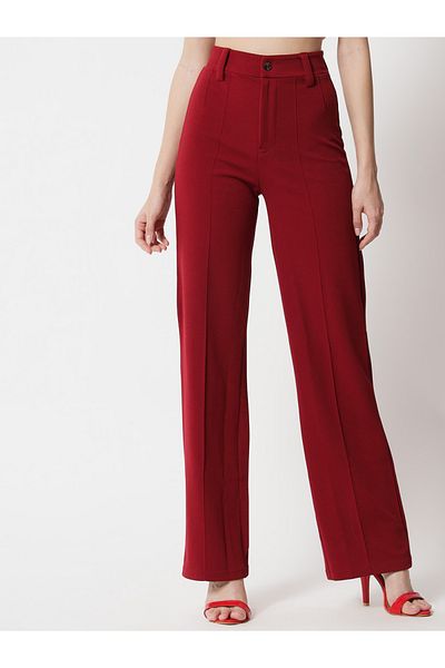 Kotty By Styli Pintuck Detail High Rise Straight Leg Trousers