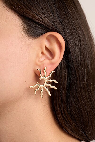 Elika Silver أقراط مجوهرات نسائية موديل الشمس الذهبية