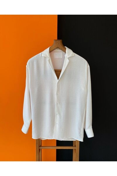 NO1 KONSEPT Μακρυμάνικο λευκό πουκάμισο Loose Fit