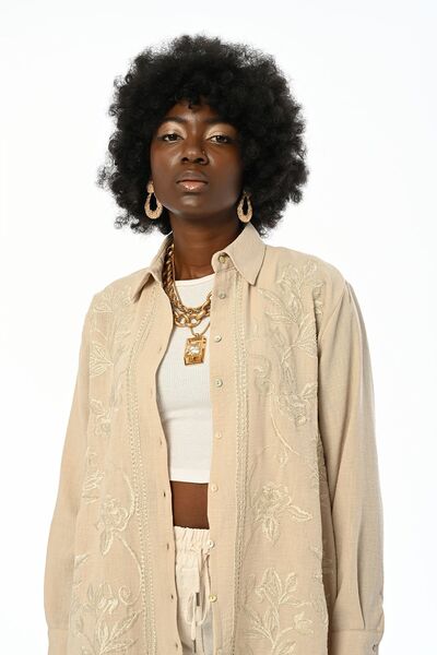 Orfeo Negro Embroidered Oversize Women's Shirt