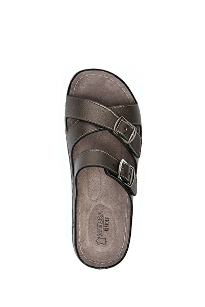 Kifidis Natura Kadın Anatomik Deri Terlik 36-41 Krom/chrome