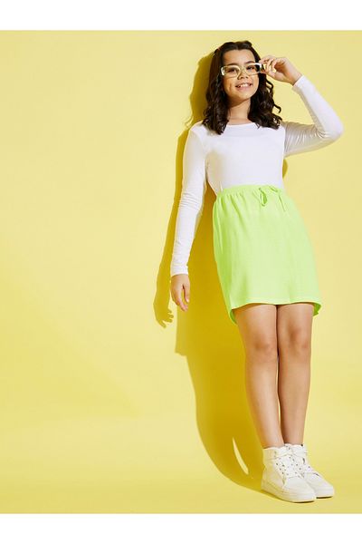NOH-VOH By Styli Solid Mini Skirt with Drawstring Closure