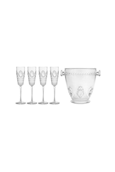 Baci Milano Baroque Rock Anniversary 4'lü Flüt Kadeh ve Şampanya Kovası