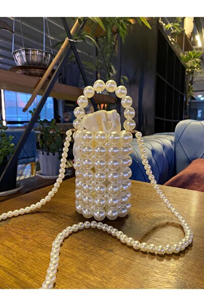 ENT COLLECTİON Silindir İnci Çanta -İncili çanta- Silindir çanta- Boncuk Çanta