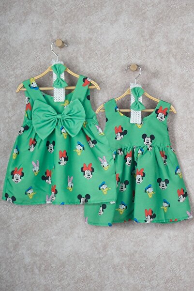 BUUFUU Rochie cu model Minie Mouse cu fundă El-0038