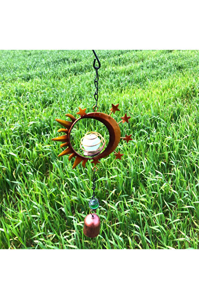 ArtemisSeramik Ferforje Renkli Zil Güneş Tutulması Rüzgar Çanı Bahçe Balkon Süsü