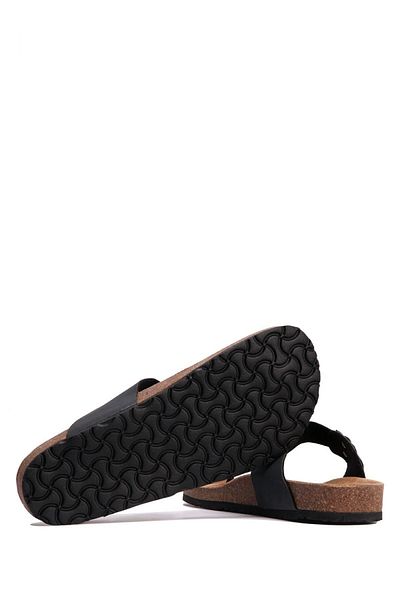 KİFİDİS SOFTSTEP K760SE Kifidis Men's Flip Flops Cork Slippers 40-46-MATte BLACK - 42