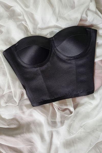 FİYPER Corset cu dantelă neagră Bustieră Mărime gata
