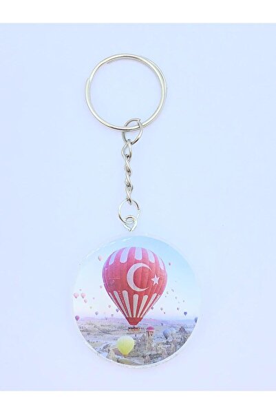 GultekinShop Türk Bayraklı Kapadokya Balon Epoksi Anahtarlık
