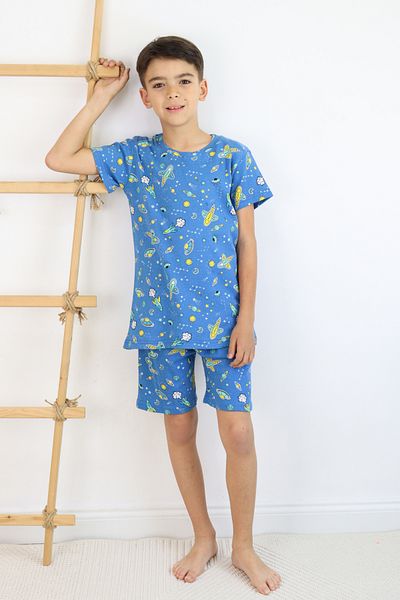 Harika KIDS Set de pijamale pentru băieți din bumbac imprimat cu pantaloni scurți din țesătură pieptănată