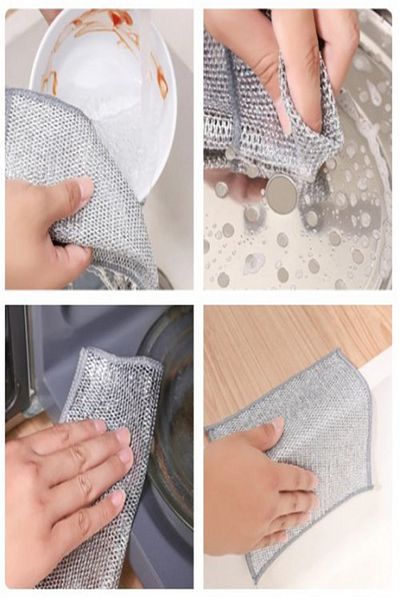 Tor Store 20x20 Cm Magic Wire Cleaning Cloth - Stainless Wire, Anti-Scratch Dirt Remover (Dishcloth)
