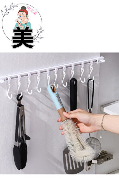 Modo Di Bellezza Pratik Hareketli 10 Kancalı Kendinden Yapışkanlı Askı 40cm Ç...