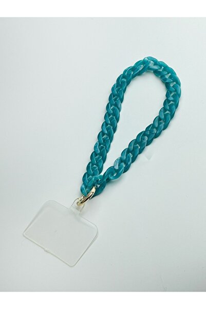 hey lori - Tüm Kılıflarla Uyumlu Mavi Acrylic Zincir Telefon Askısı