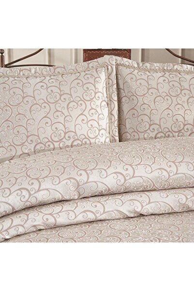 Solinas Collection Elegante Lenora Krem-Vizon Çift Kişilik Çeyizlik Yatak Örtüsü