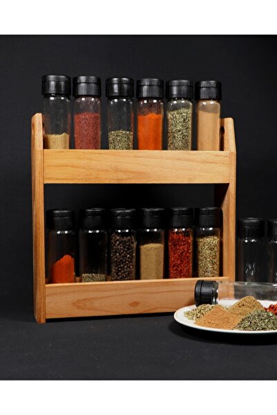 Chef Taste طقم توابل كانساس 12 قطعة، طقم توابل 12 قطعة مع حامل خشبي