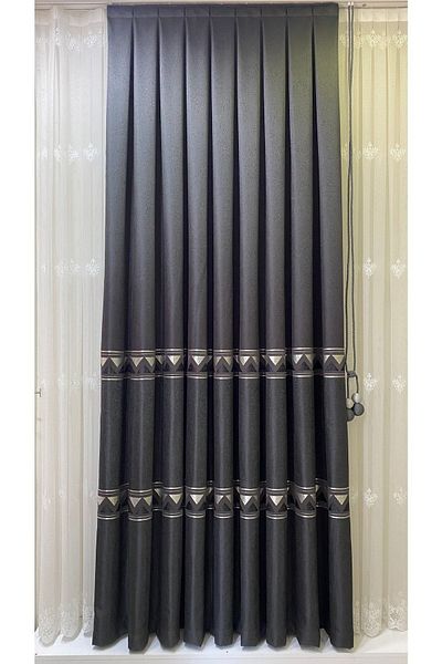Fon Dünyası Panel Background Curtain Anthracite (single Wing)
